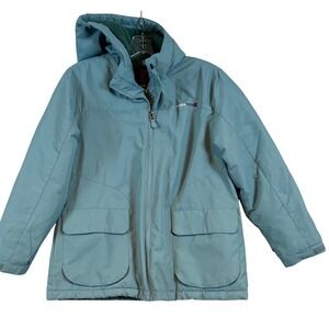 SwissTech Kids Green Hooded Puffer Jacket Fleece Lined Sz. L 10-12 Ski Snow Cold